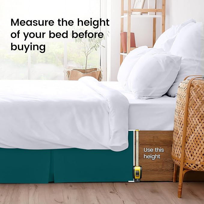 Utopia Bedding Full Bed Skirt - Soft Quadruple Pleated Ruffle - Easy Fit with 16 Inch Tailored Drop - Hotel Quality, Shrinkage and Fade Resistant (Full, Teal)
