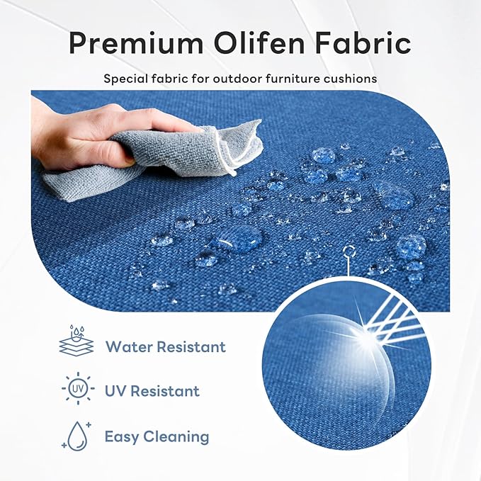 6" Thicker Outdoor Chair Cushion 6 Sets - 24" *24" *6" Waterproof Patio Furniture Cushions with Removable Cover, 28D High Density Sponge Filling Thicken Outdoor Patio Cushions - Blue