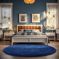 Ophanie Round Rug 5Ft Blue Circle Area Rug, Boys Room Decor, Fluffy Fuzzy Bedroom Carpet, Plush Soft Shaggy Living Room Rugs for Kids Home Decor Aesthetic, Nursery