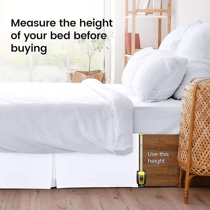 Utopia Bedding Twin Bed Skirt - 20 Pack - Soft Quadruple Pleated Ruffle - Easy Fit with 15 Inch Tailored Drop - Hotel & B&B Quality, Shrinkage and Fade Resistant (Twin, White)
