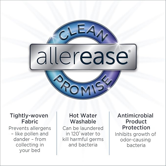 AllerEase Waterproof Mattress Protector Stain Protection King Size Allergen Barrier Hot Water Washable Machine Washable Durable Zippered Knit Cover Stretch Corners Fits Mattresses (White)