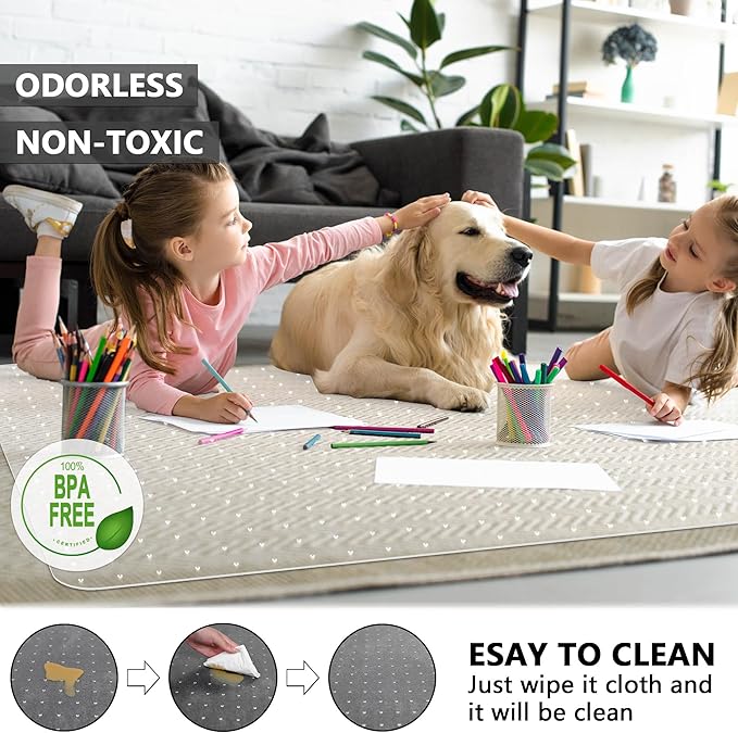 Amyracel Extra Large Office Chair Mat for Low Pile Carpeted Floors - 46" x 60" Clear Desk Chair Floot Mat for Home & Offices, Easy Glide Plastic Floor Mat for Office Chair On Carpet