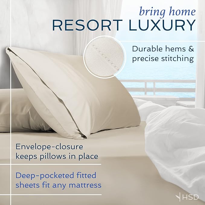Hotel Sheets Direct 3 Piece Bed Sheet Set Twin Size, 100% Viscose Derived from Bamboo Sheets Set with 1 Pillowcase, Cooling & Breathable Luxury Bedding, Moisture-Wicking & Silky Soft Texture, Gray