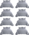 IR Imperial Rooms 8 Pack California King Quilt Bedding Set (118"x106") - Bulk Wholesale for Hotels, Guest Bedroom & Airbnbs - Lightweight Microfiber Reversible Embossed Quilts Bedspread (Silver)