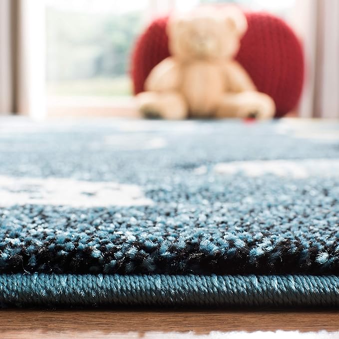 SAFAVIEH Carousel Kids Collection Accent Rug - 4' x 6', Navy & Ivory, Non-Shedding & Easy Care, Ideal for High Traffic Areas for Boys & Girls in Playroom, Nursery, Bedroom (CRK167N)