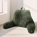 Nestl Fur Reading Pillow, Stylish Back Pillow for Bed Sitting Up, Faux Fur Bed Chair Pillow with Arms, Reading Pillows for Sitting in Bed Adult & Kids, Back Support Pillow for Bed Rest - Olive Green