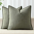 MIULEE Olive Green Decorative Pillow Covers 18x18, 2 Pack Boho Farmhouse Neutral Throw Pillows for Couch, Thick Textured Modern Linen Cushion Cases Sofa Bed Living Room Home Decor