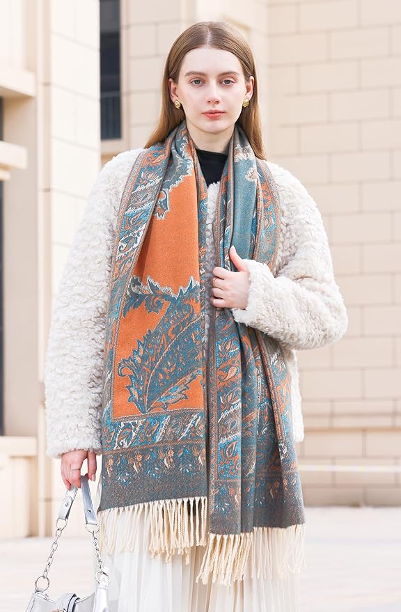 Wander Agio Warm Fashion Scarf Long Shawl Large Blanket Winter Wraps Scarves for Women Cashmere Jacquard Vintage Paisley