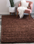 Unique Loom Solid Shag Collection Area Rug (9' x 12' 2" Rectangle Chocolate Brown)
