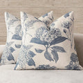 Foindtower Set of 2 Linen Floral Vintage Throw Pillow Covers Neutral Accent Print Decorative Cushion Covers Farmhouse Boho Home Decor for Sofa Chair Couch Bedroom Living Room,20×20 Inch,Blue