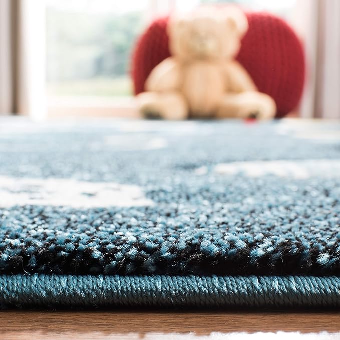 Safavieh Carousel Kids Collection Runner Rug - 2' x 8', Navy & Ivory, Non-Shedding & Easy Care, Ideal for High Traffic Areas for Boys & Girls in Playroom, Nursery, Bedroom (CRK167N)
