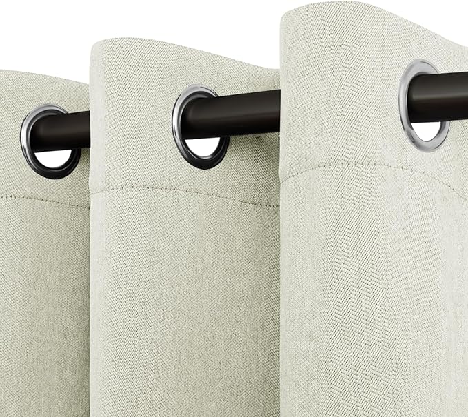Easy-Going Linen Look Blackout Curtain 38x54 Inch Window Curtain Drapes for Bedroom, Living Room Thermal Insulated Room Darkening (Set of 2 Panels, Beige)