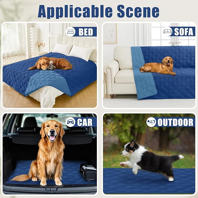 Smiry Waterproof Dog Bed Cover Blanket 82x120, Soft Reversible Pet Blanket, Washable Leakproof Cats Dogs Couch Cover for Sofa, Couch, Furniture, Lattice, Navy/Blue