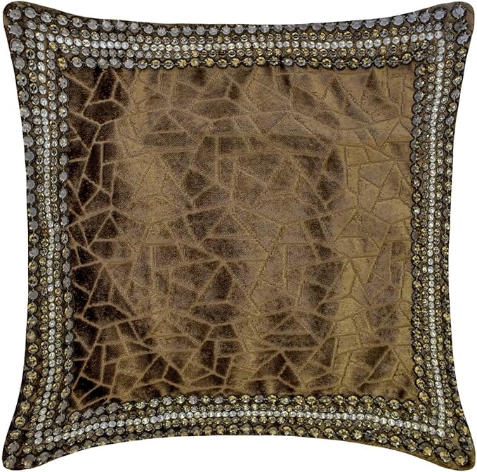 The HomeCentric King/Queen/Twin Brown Decorative Bed Runner CA King 86"x18" Bed Runner with One Pillow Cover, Border, Crystal, Cut Velvet, Mosiac Pattern Bed Scarf on Velvet - Velvet Fusion
