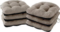 Chair Cushions for Dining Chairs Set of 6, Kitchen Chair Cushions, Chair Pads with Ties and Non Slip Backing, Tufted Memory Foam Seat Cushion 6 Pack, 15.5" x 15.5" x 4", Khaki