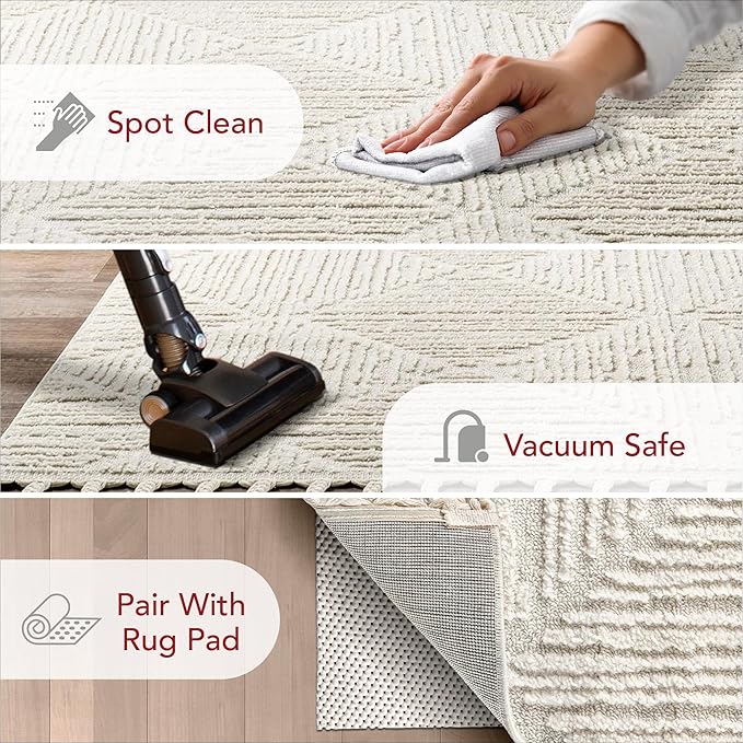 nuLOOM Kerry Cream, 10' x 14', Geometric, Soft and Cozy, High Traffic, Stain Resistant, Easy Clean, Durable Area Rug for Bedroom, Living Room, Dining Space, Den, Foyer, Entryway