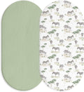 Muslin Bassinet Fitted Sheets, 2 Pack for Baby Boy and Girl, Soft Breathable Baby Pad/Mattress Sheet, Fit for Hourglass Oval and Rectangle Bassinet Mattress (Cute Zebra)