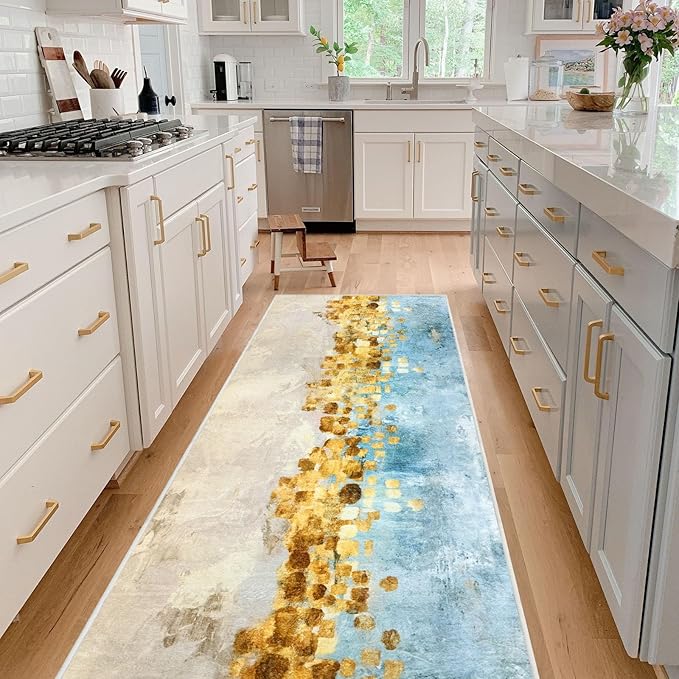Runner Rug Washable 2x82 FT, Non Slip Rubber Backing Abstract Carpet, Soft Area Rugs for Bedroom Kitchen Hallway Entryway Bathroom, Customized