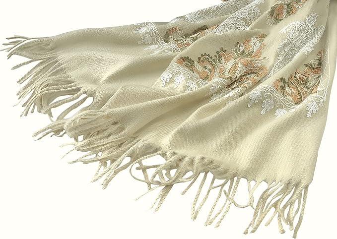 Urban CoCo Women's Embroidered Tassel Long Shawl Oversize Scarf Wraps for Women