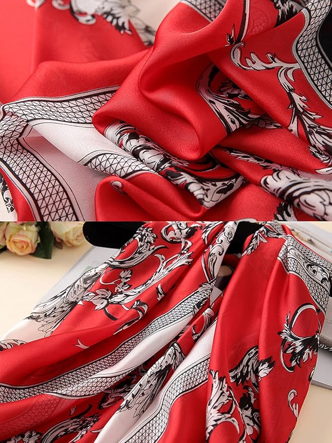 Fashion Scarves Scarf 100% Silk Feeling Scarf Silk Like Scarves Long Lightweight Sunscreen Shawls for Women