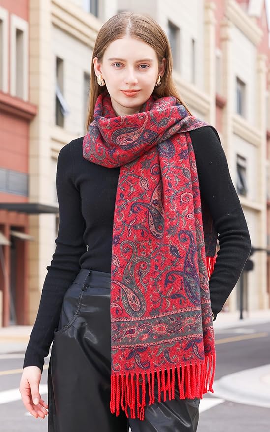 Wander Agio Warm Fashion Scarf Long Shawl Large Blanket Winter Wraps Scarves for Women Cashmere Jacquard Vintage Paisley