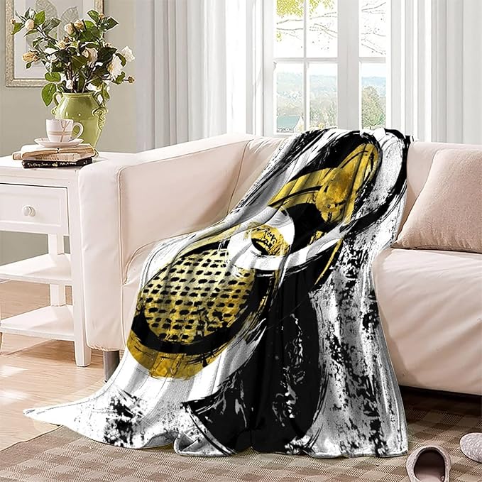Black White Print Throw Blanket,Abstract Modern Oil Painting Art Watercolor Geometric Print Fashion Blankets for Sofa Chair Bed Office 40x50inch(100x130cm)