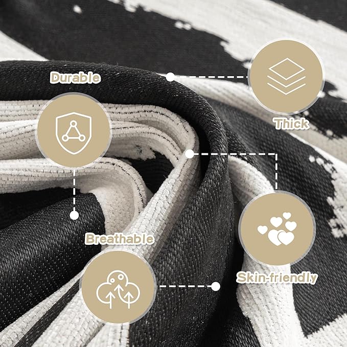 MEETSKY Boho Couch Cover Sofa Covers for Dogs, Couch Cover for Sectional Sofa, Soft Chenille Sofa Slipcover Couch Protector for Pets Protector Furniture Covers, 71" x 118", Black