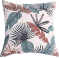 Yeiotsy Throw Pillow Cover, Tropical Leaf Decorative Cushion Case Thick Jacquard Chenille (Teal & Red, 18 x 18 Inches)