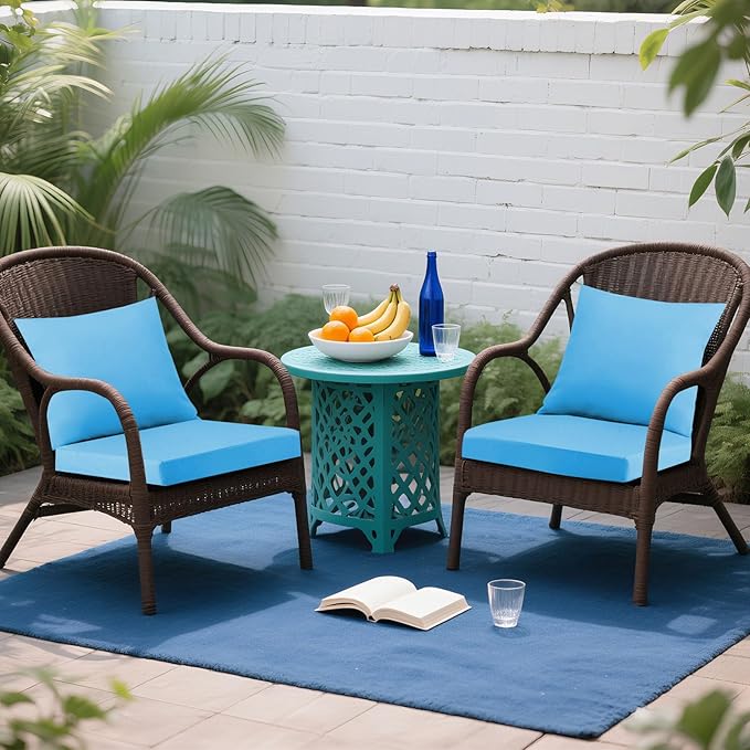 Outdoor Seat Cushion Set 19 x 19 In, Water-Resistant & Fade-Resistan, Patio Furniture Cushions with Removable Cover Deep Seat & Back Cushion with Handle and Adjustable Straps for Chair Sofa,1PC