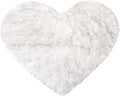 uxcell Heart Shaped Rugs for Bedroom,Small Aesthetic Carpet Girls,Cute Shaggy Floor Mirror Mat,Pastel Furry Throw Rug 2.3ftx3ft, White and Black
