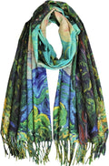 VENVSBEE Reversible Scarf Soft Large Shawl Wrap Blanket Double Sided Art Print Warm Pashmina Stoles Klimt Van Gogh Gifts