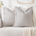 MIULEE Pack of 2 Navy Blue Pillow Covers 18x18 Inch Striped Farmhouse Couch Throw Pillow Covers with Fringe Chic Linen Decorative Cushion Covers for Sofa Living Room Bed Outdoor Home Decor