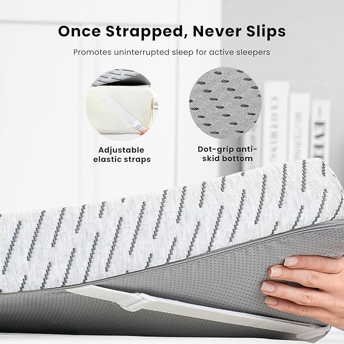 Bamboo Mattress Topper King Size 4 Inch, Cooling Gel & Bamboo Charcoal Memory Foam Mattress Topper for Back Pain Relief, Firm Dual-Layer Foam Bed Pad with Removable Cover
