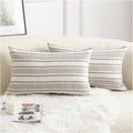 Decorative Boho Lumbar Throw Pillow Covers, Farmhouse Textured Pillow Case, 12 x 20 Inch Set of 2, Chair Sofa Bedroom Living Room Home Decor Couch Cushion Case, Grey and Beige