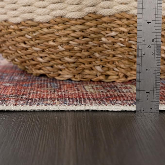 Bloom Rugs Washable 10 ft Runner - Red/Orange/Beige Traditional Runner for Entryway, Hallway, Bathroom, and Kitchen - Exact Size: 2.5' x 10'