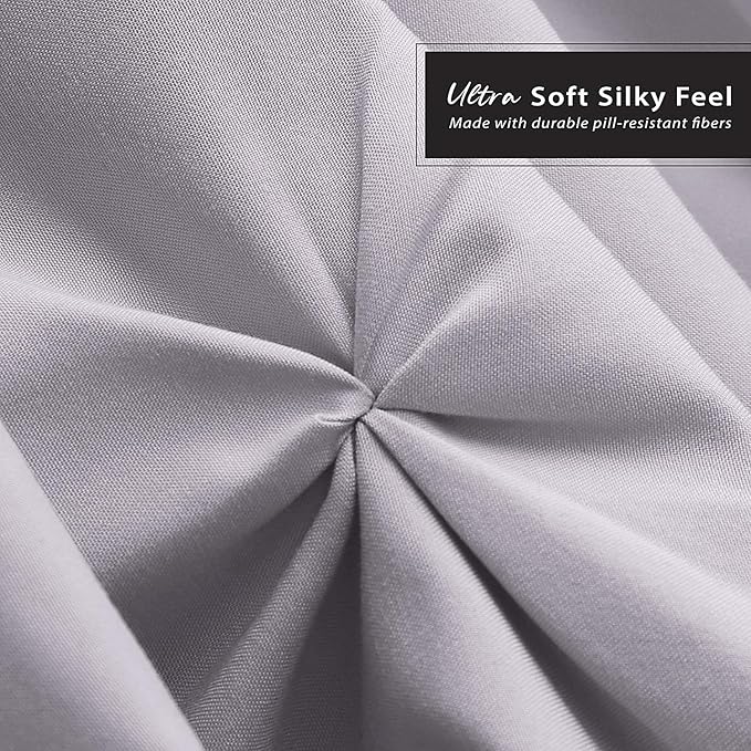 Nestl Grey Lavender Bed Skirt Queen Size, Pinch Pleat Queen Bed Skirt, 14" Inch Drop Queen Bedskirt, Hotel Quality Grey Lavender Bed Skirts, Premium Microfiber Grey Lavender Queen Bed Skirt