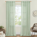 LAMIT Fresh Green Linen Curtains for Living Room, 84 inch Length Light Filtering Semi Sheer Drapes Back Tab and Rod Pocket Farmhouse Panels for Bedroom, 2 Panels, 34 x 84 Inch