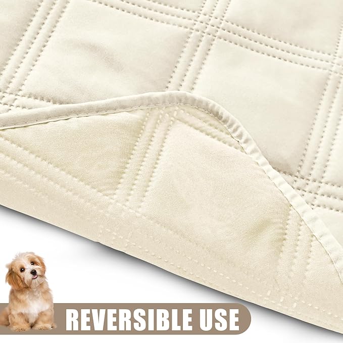 Smiry Waterproof Dog Bed Cover Blanket 30x70, Soft Reversible Pet Blanket, Washable Leakproof Cats Dogs Couch Cover for Sofa, Couch, Furniture, Lattice, Beige/Beige