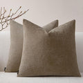 a moment Pack of 2 Decorative Chenille Throw Pillow Covers with Twill Cushion Covers for Sofa Living Room Couch Bed 22x22 Inch Dark Brown