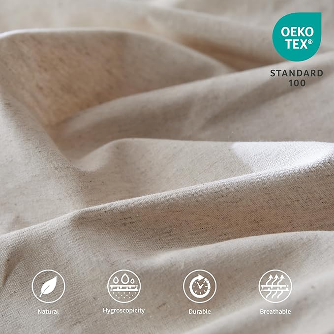 BISELINA French Linen Pleated Bed Skirt, 18" Tailored Draped Natural Linen-Cotton Blend Basic Dust Border Soft Comfort Farmhouse Bedding (18" King, Linen)