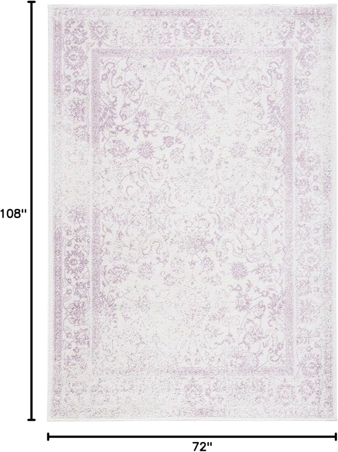 SAFAVIEH Area Rug 6x9 - Adirondack Collection - Ivory & Lavender, Distressed Vintage Floral Design, Non-Shedding & Easy to Clean, Ideal for Living Room, Bedroom, Dining Space (ADR109U)