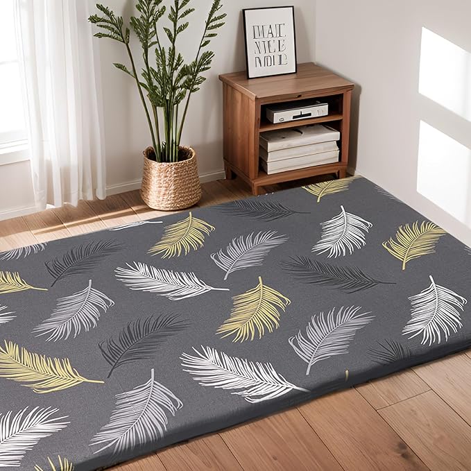 ZonLi Futon Mattress Cover Twin Size for Traditional Japanese Floor Futon Mattress with Zipper,Tatami Floor Sleeping Mat Cover,Super Soft and Machine Washable (43''x84'', Tropic Leaves)