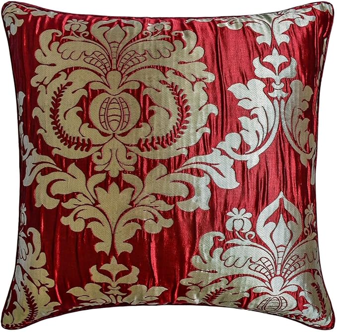 The HomeCentric Red Bed Runner for King/Queen/Twin Jacquard Decorative Bed Scarf 53"x18" Bed Runner Without Pillow Cover, Damask Bed Scarf Bedroom Décor Accent - Crimson Damask