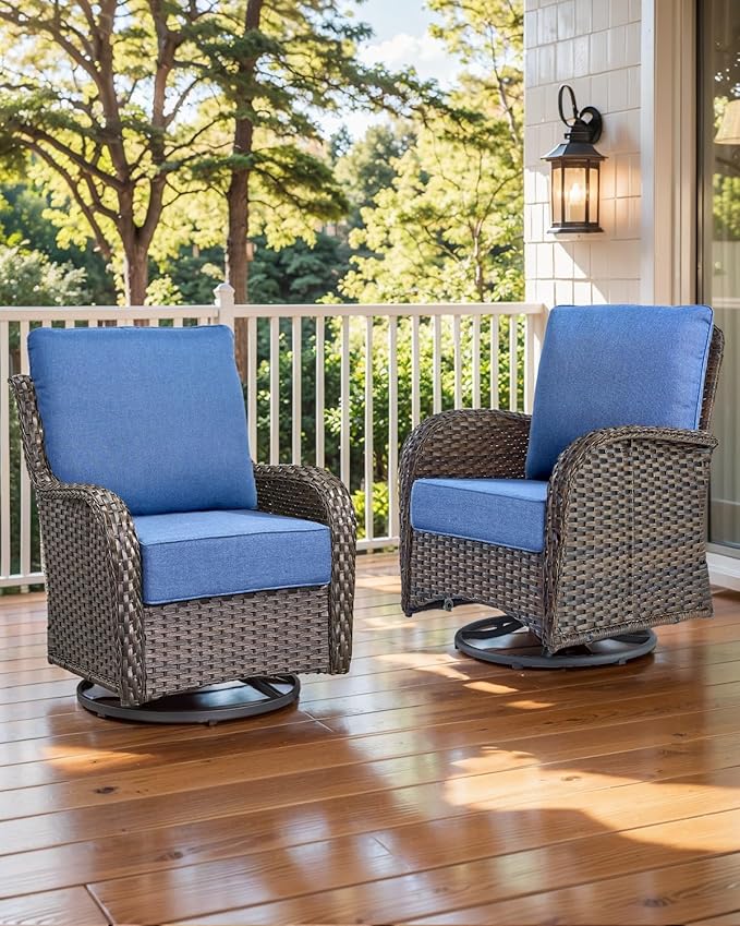 Luxury 22x24/22x25 6-Inch Outdoor Cushions - Water Resistant 1 Set Deat Seat Patio Furniture Cushion for Wicker Dining Rocking Swivel Chairs Loveseat Couch Sectional Sofa - Navy Blue