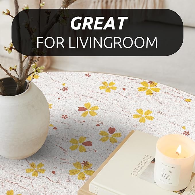 RAY STAR 12X120 Inch Shelf Liner for Kitchen Cabinets, Non-Adhesive Cabinet Liner Washable, PVC Drawer Liner for Dresser Non-Slip Bathroom (Yellow-Floral)(5 Roll)
