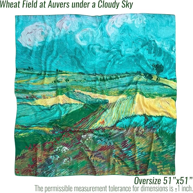 Artist Oil Painting Wraps 51"x51" Cashmere-Soft Art Pashmina Luxury Rolled Hem Women Large Travel Blanket Shawl