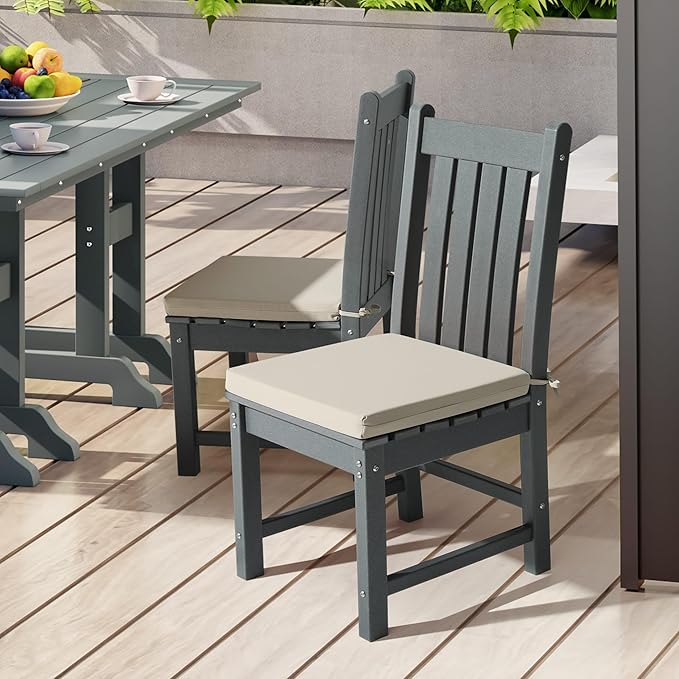 WestinTrends Solace Outdoor Patio Kitchen Dining Chair Square Seat Cushions Set of 4, 19 x 17, Beige