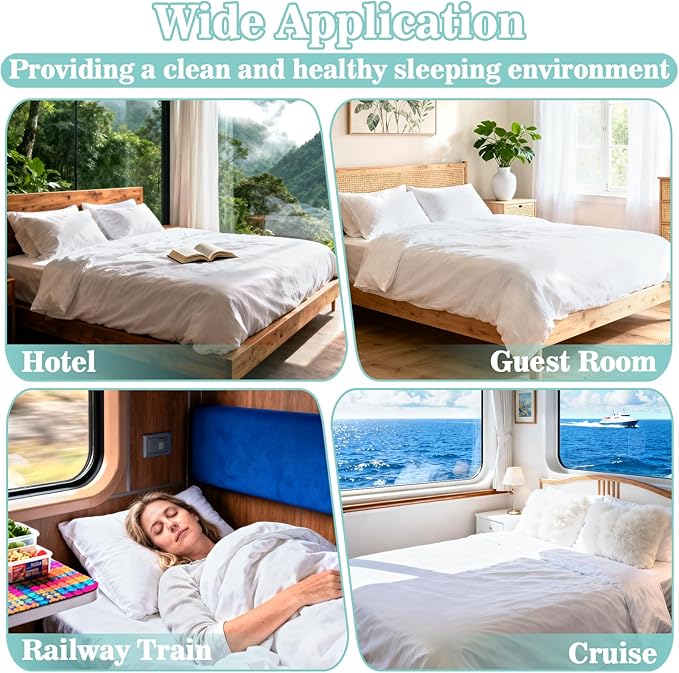 Disposable Bed Sheets for Travel - 4PCS Portable Travel Bedding Set for Hotel, Breathable 1Bed Sheet 1Quilt Cover 2Pillowcover, Disposable Bed Set for Camping, SPA, Business Trip, Cruise Essentials