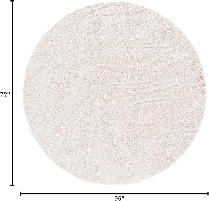 SAFAVIEH Florida Shag Collection Area Rug - 6' x 8' Oval, Cream & Cream, Non-Shedding & Easy Cleaning, Plush Thick Pile, Ideal for Living Room, Bedroom, Dining Space (SG471-1111)