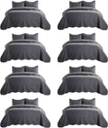 IR Imperial Rooms 8 Pack Quilt King Size Bedding (106" x 96") - Bulk Wholesale for Hotels, Guest Bedroom & Airbnbs - Lightweight Microfiber Reversible Embossed Quilts Bedspread (Charcoal)
